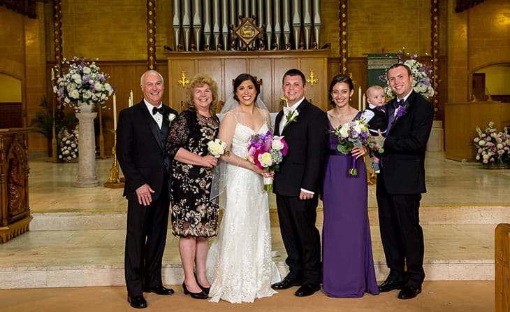 Wedding Picture with Family in Church